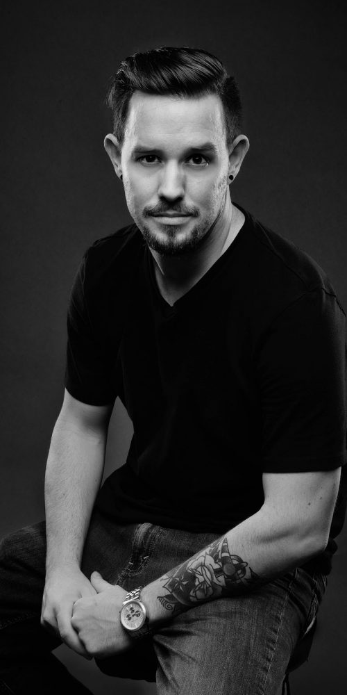 Male Model Professional Headshot in Black & White