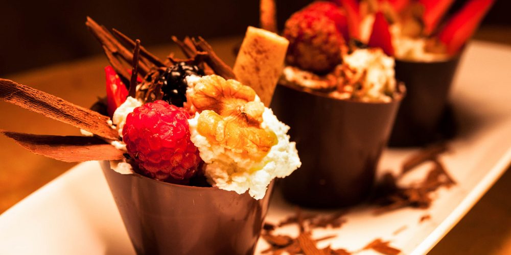 Berries Nuts Chocolate Parfait Dessert Food Photography